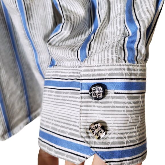 Robert Graham Embroidered Shirt Size 3XL Aztec Trim Striped Button Down Mens - Picture 3 of 14